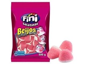 Bala de Gelatina Beijos de Morango 500g - Fini
