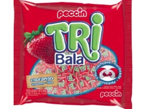 Bala Tribala Recheada Morango 500g - Peccin